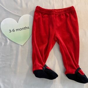 Baby Mode - 3-6M - Velour Red Baby Pants with Black Feet